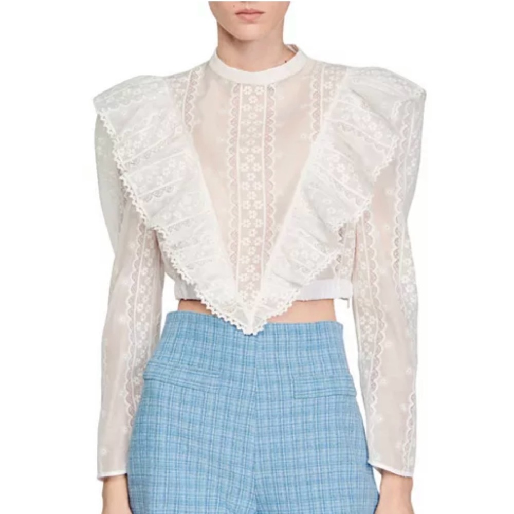 NWT Sandro Shena Ruffle top
